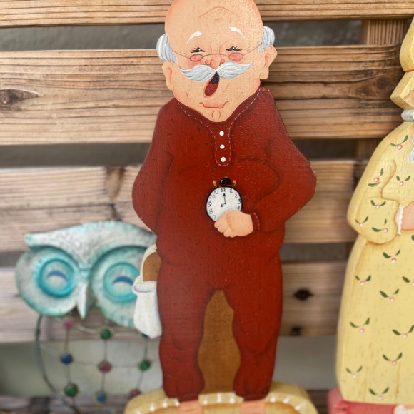 Sale‼️Grandma & Grandpa  Wall Hangers Hand Crafted Wooden Folk Art-Preowned - Picture 3 of 9